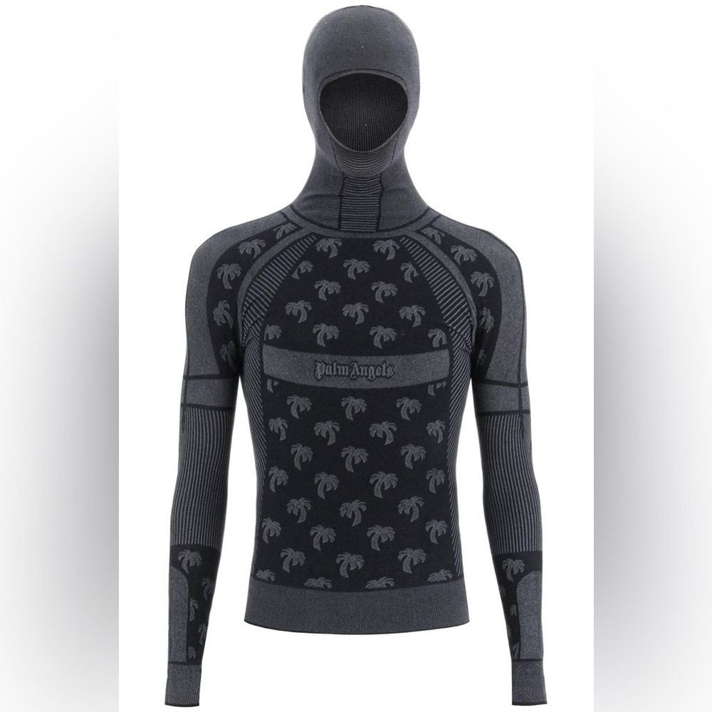 Palm angels base layer technical ski top with balaclava
